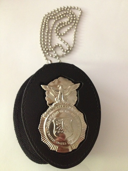 USAF BADGE HOLDER with Chain for Neck - FLAT BACKING